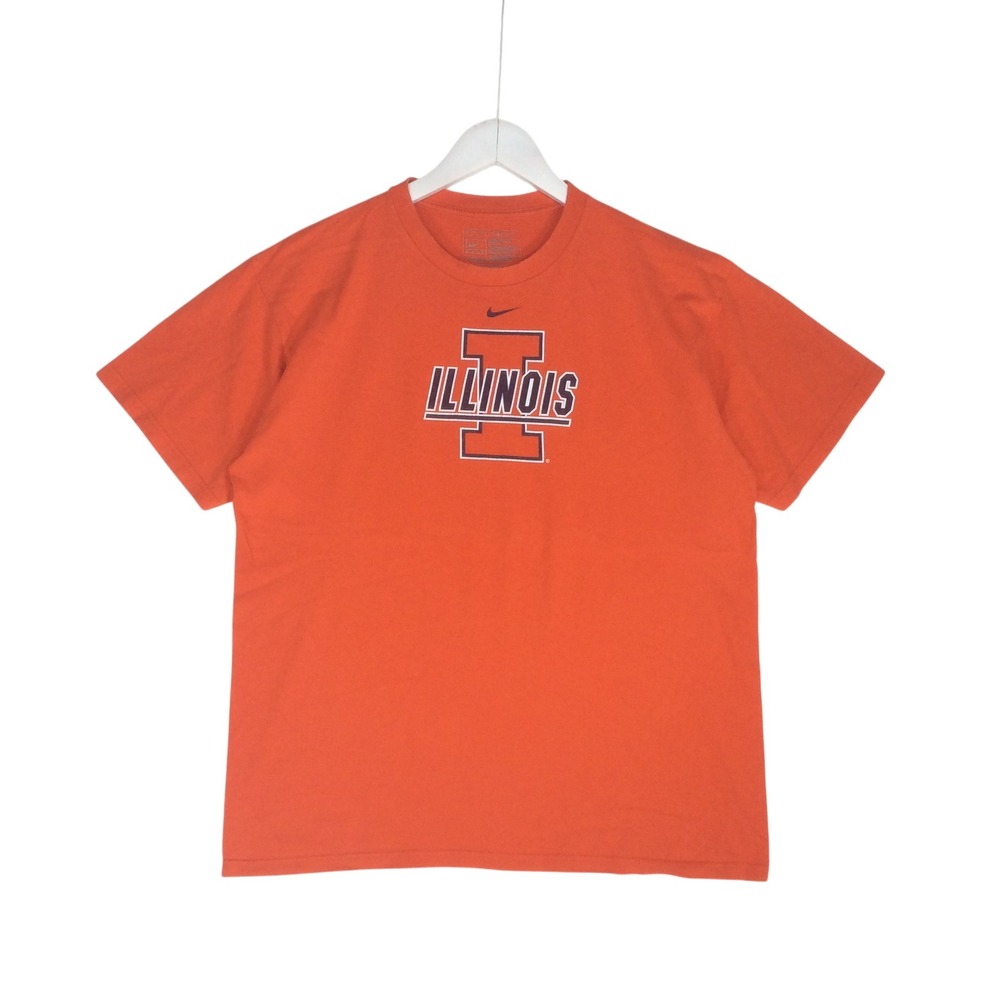 Nike Team Illinois Fighting Illini T-Shirt Mens Small Orange NCAA Crew Neck S